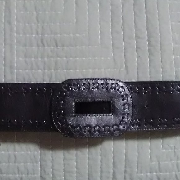 BLACK WIDE LEATHER BELT SIZE MEDIUM - Picture 2 of 9